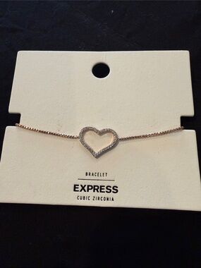 Express Rose Gold Open Heart Bracelet with Cubic Zirconia
